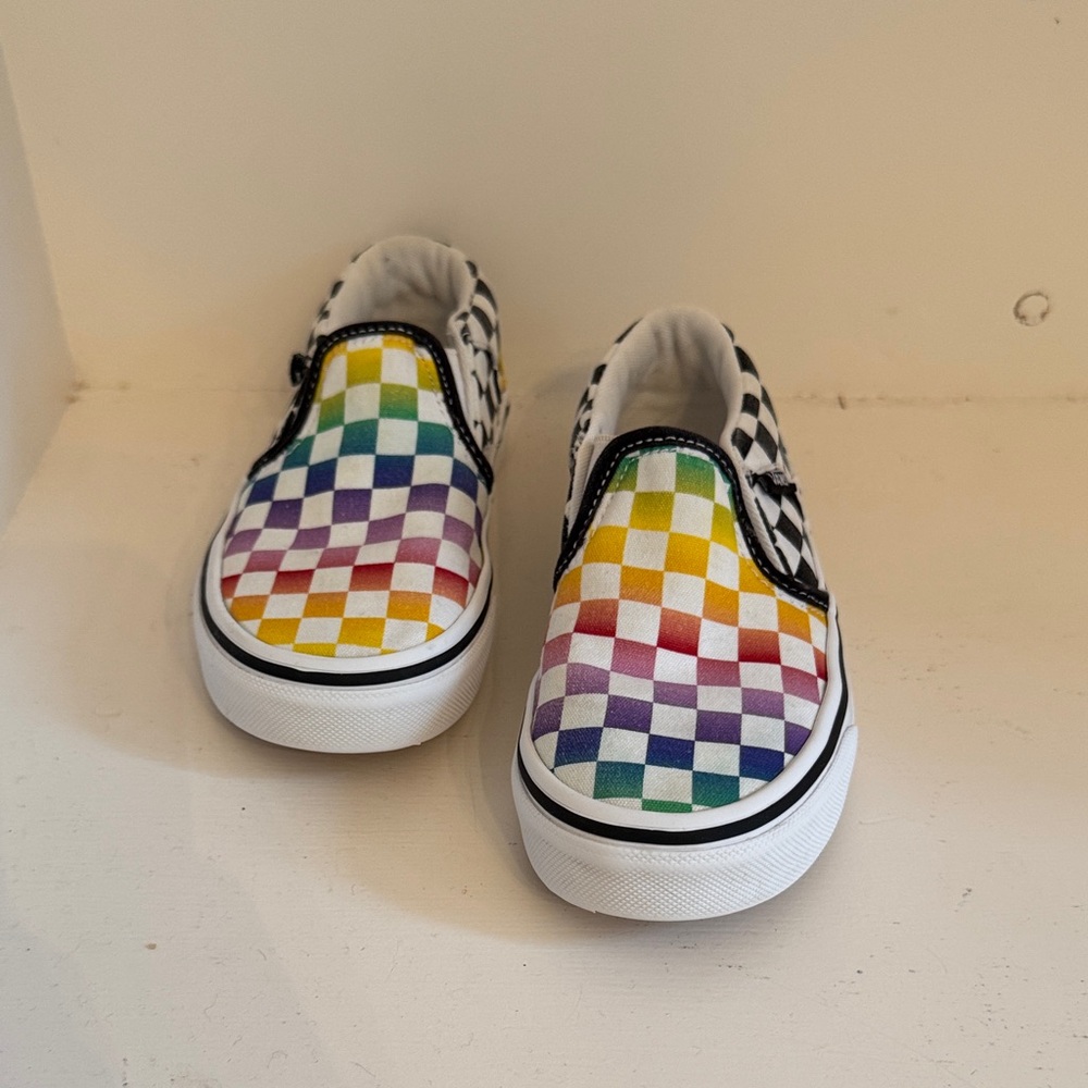 Vans Kids Rainbow Checkered Slip-On Sneakers